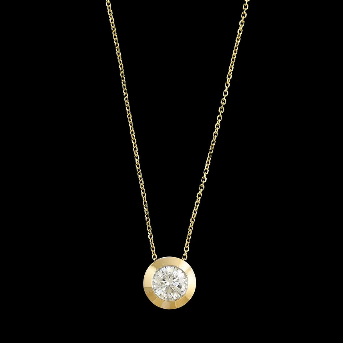 14K Yellow Gold Estate Diamond Pendant Necklace