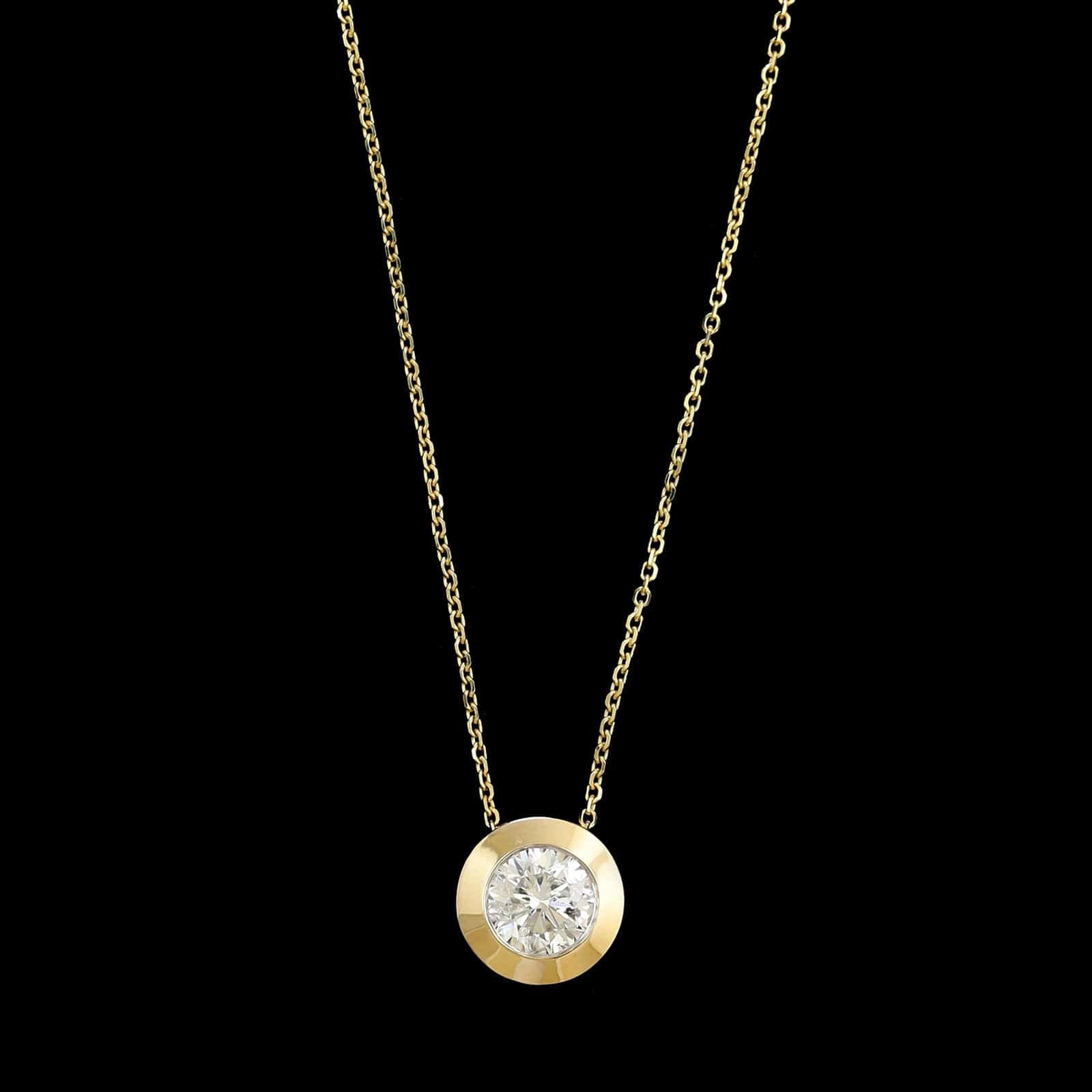 14K Yellow Gold Estate Diamond Pendant Necklace