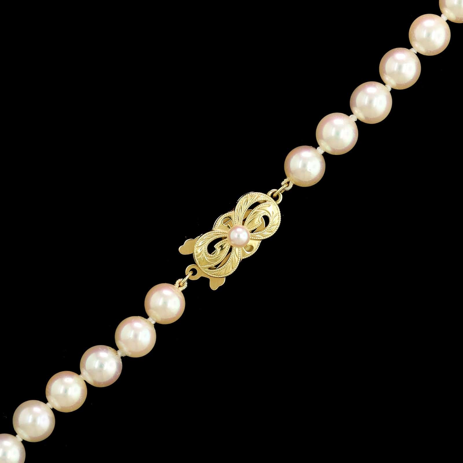 Mikimoto 18K Yellow Gold Estate Akoya Cultured Pearl Necklace