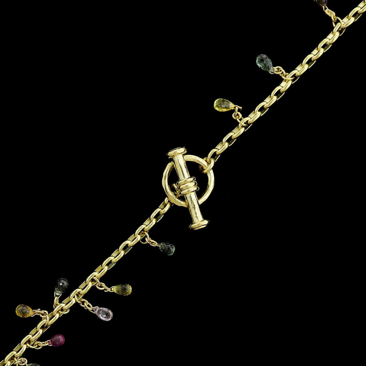 Hughes Bosca 18K Yellow Gold Colored Sapphire Briolette Necklace