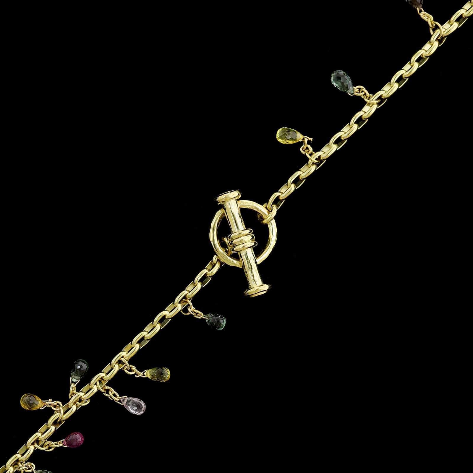 Hughes Bosca 18K Yellow Gold Colored Sapphire Briolette Necklace