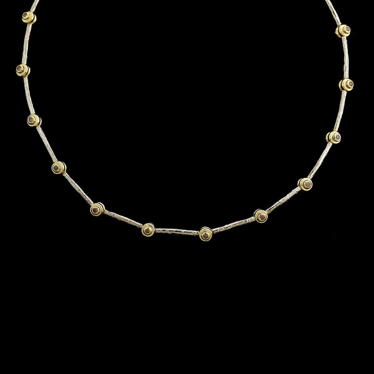 Hughes Bosca 18K Two-tone Gold Estate Cognac Diamond Necklace