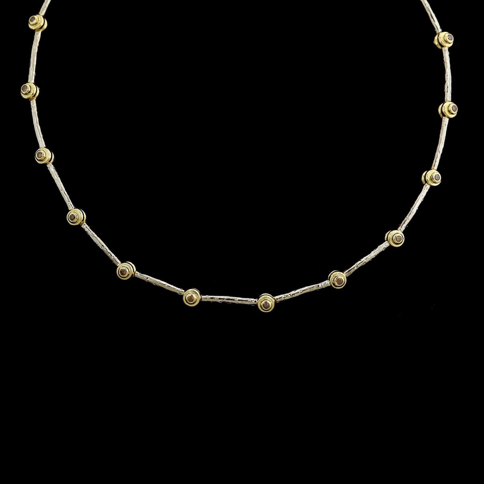 Hughes Bosca 18K Two-tone Gold Estate Cognac Diamond Necklace