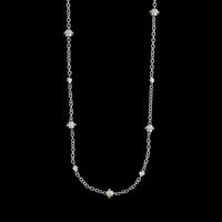 18K White Gold Estate Diamond Station Necklace