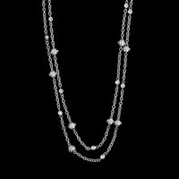 18K White Gold Estate Diamond Station Necklace