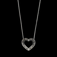 14K White Gold Estate Diamond Heart Pendant Necklace