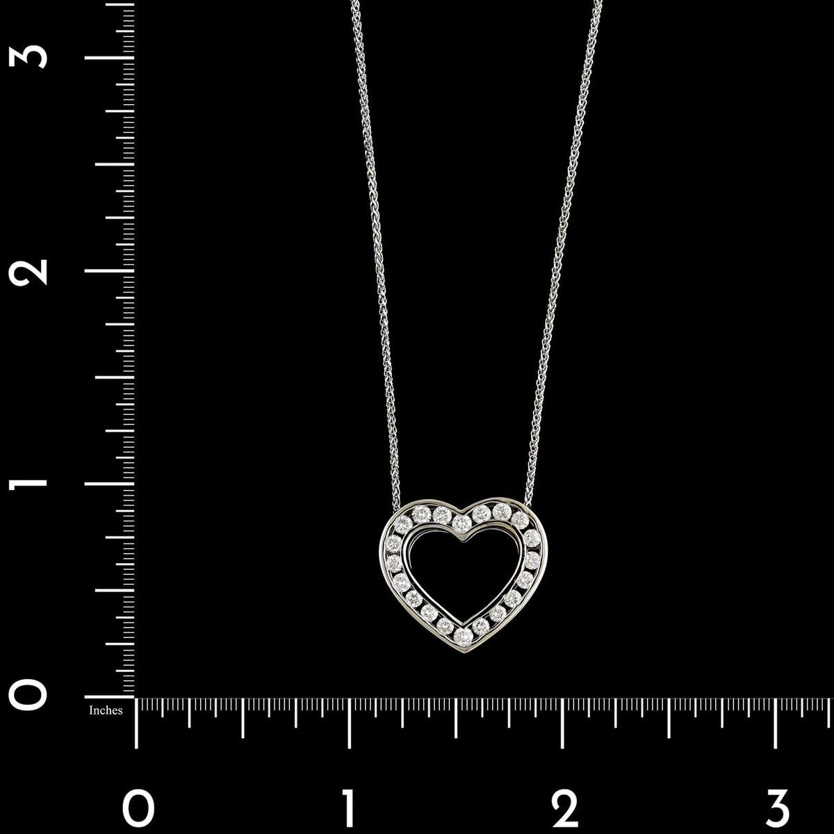 14K White Gold Estate Diamond Heart Pendant Necklace