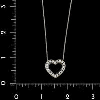 14K White Gold Estate Diamond Heart Pendant Necklace