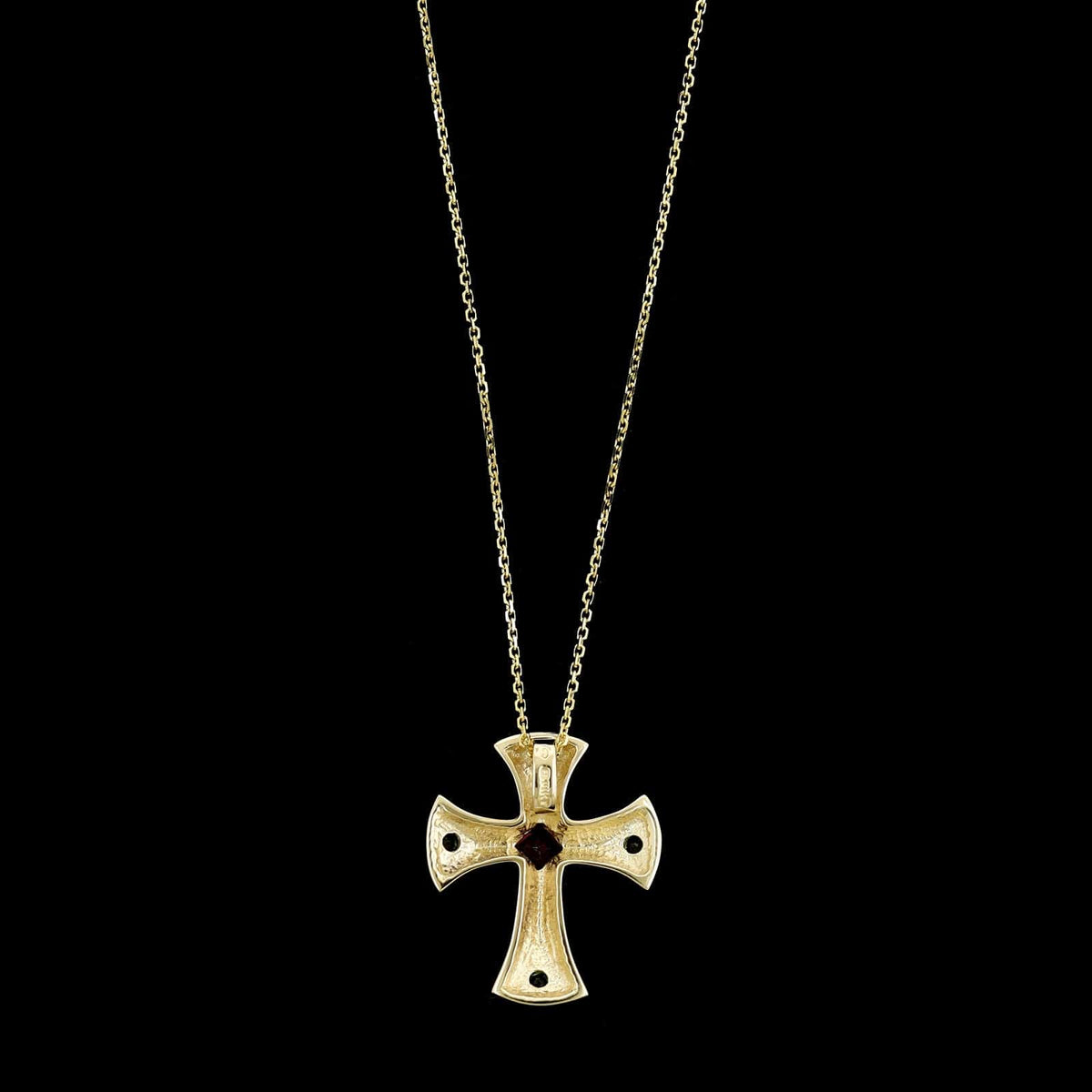 14K Yellow Gold Estate Gemstone Cross Pendant Necklace