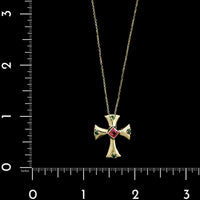 14K Yellow Gold Estate Gemstone Cross Pendant Necklace