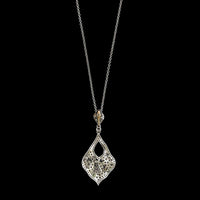 14K White Gold Multicolor Diamond Pendant Necklace