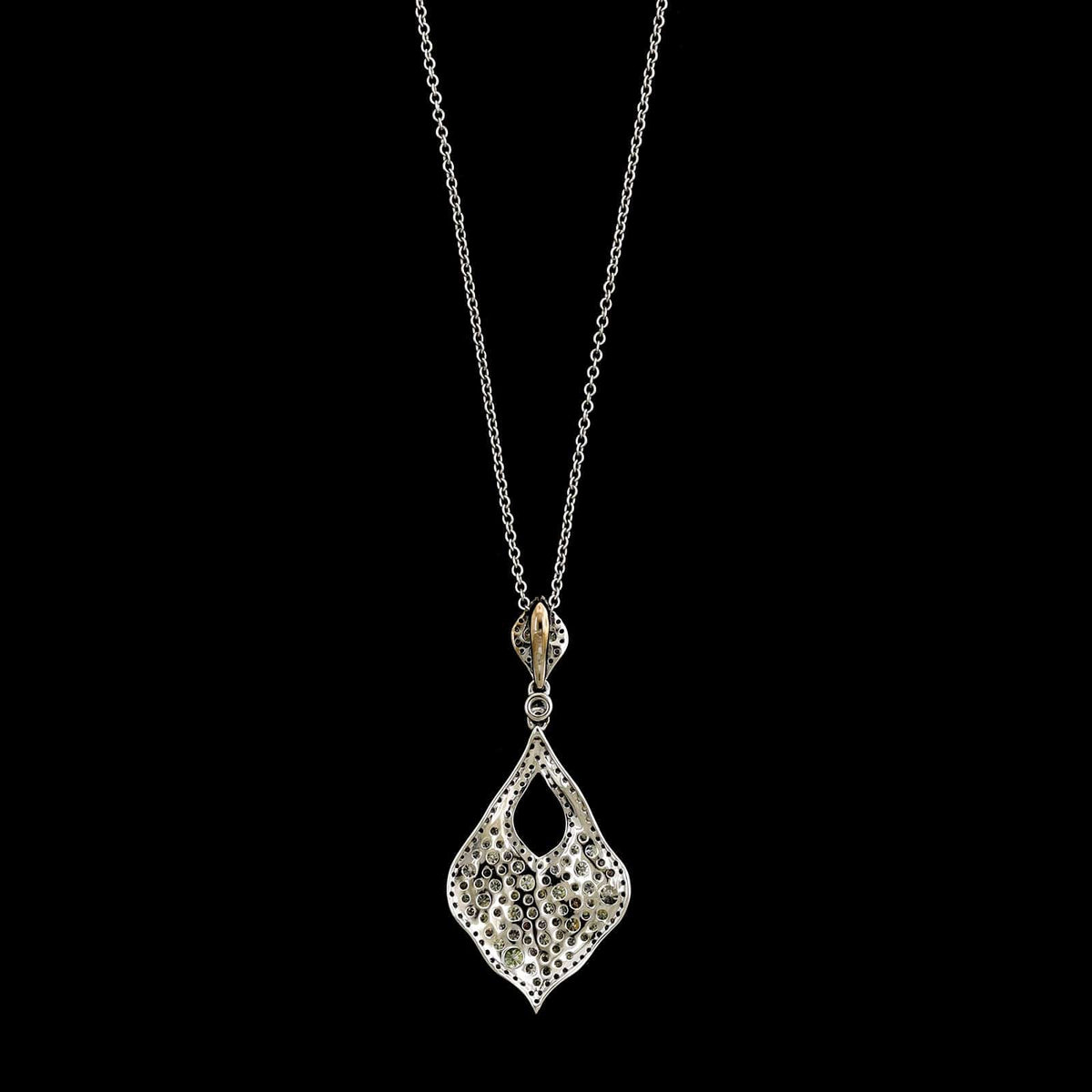 14K White Gold Multicolor Diamond Pendant Necklace