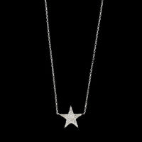 14K White Gold Estate Diamond Pave Star Necklace