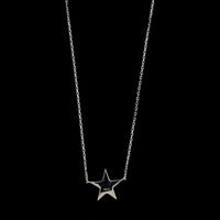 14K White Gold Estate Diamond Pave Star Necklace