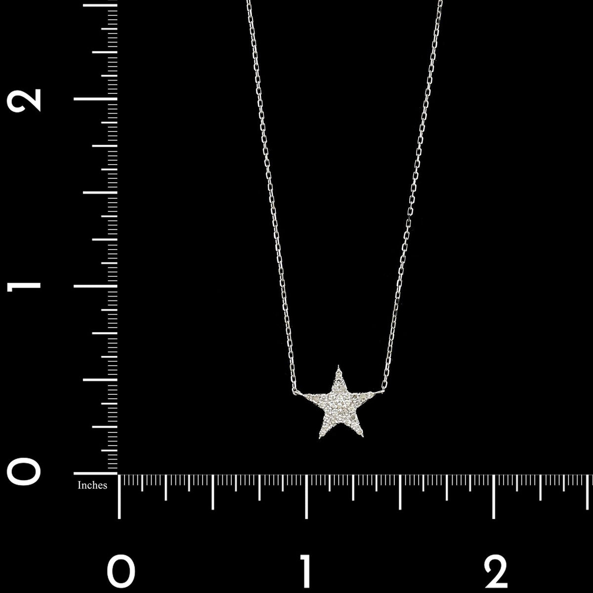 14K White Gold Estate Diamond Pave Star Necklace