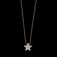 14K Rose and White Gold Estate Diamond Pave Star Necklace