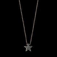 14K Rose and White Gold Estate Diamond Pave Star Necklace