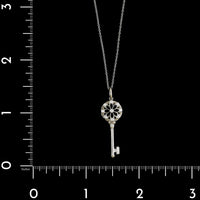 Tiffany & Co. 18K White Gold Estate Diamond Flower Key Pendant Necklace