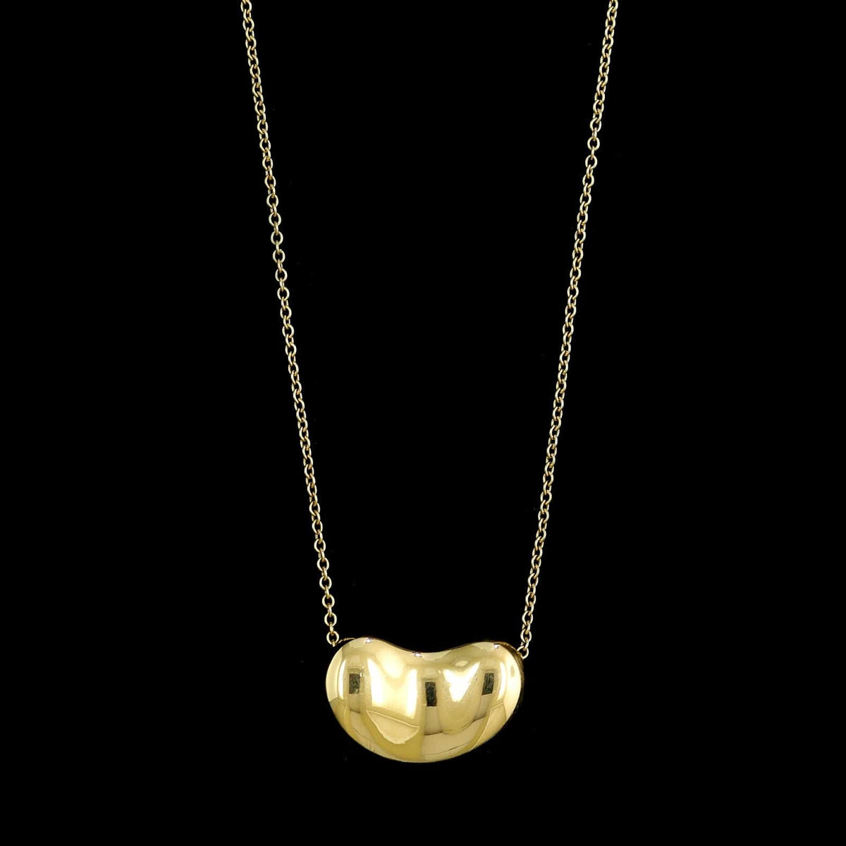 Tiffany 18K Yellow Gold Estate Elsa Peretti Bean Pendant Necklace