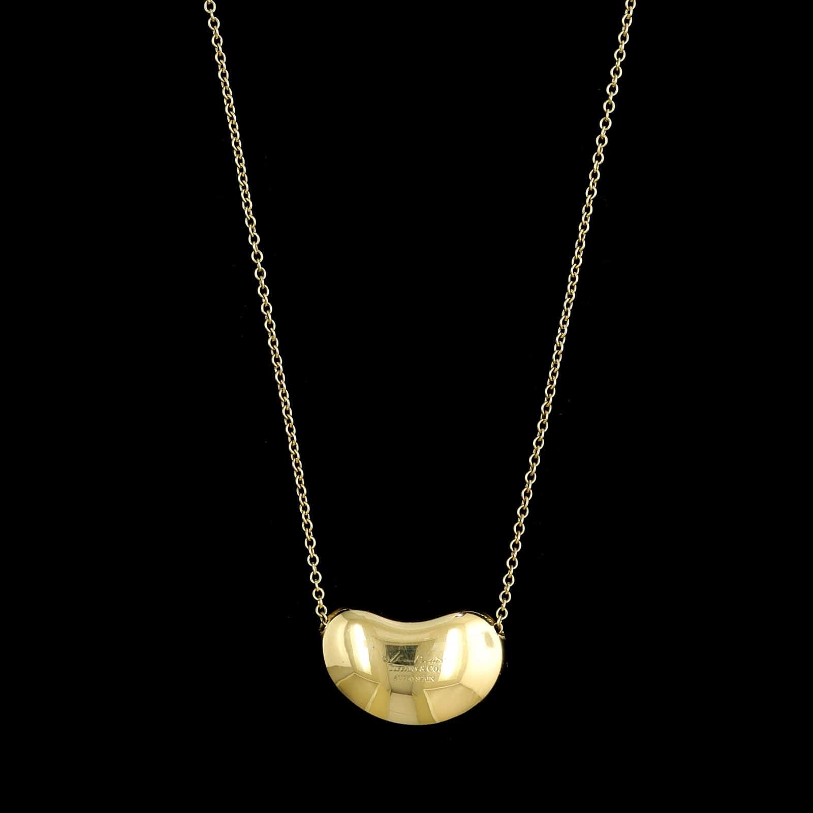 Tiffany & Co. 18K Yellow Gold Estate Elsa Peretti Bean Pendant Necklace