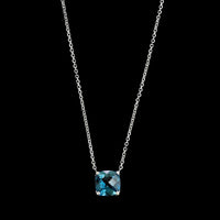 14K White Gold Estate Blue Topaz Pendant Necklace