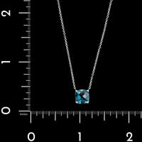 14K White Gold Estate Blue Topaz Pendant Necklace