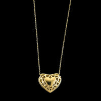 Platinum and 18K Yellow Gold Estate Diamond Heart Pendant Necklace