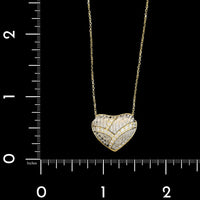 Platinum and 18K Yellow Gold Estate Diamond Heart Pendant Necklace