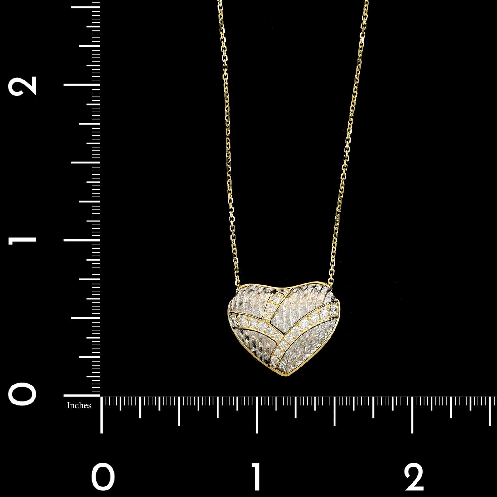 Platinum and 18K Yellow Gold Estate Diamond Heart Pendant Necklace