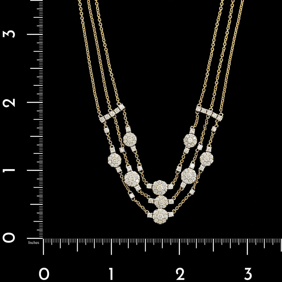18K Two-tone Gold Estate Multi Row Diamond Necklace