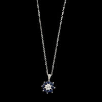 14K White Gold Estate Sapphire and Diamond Pendant Necklace