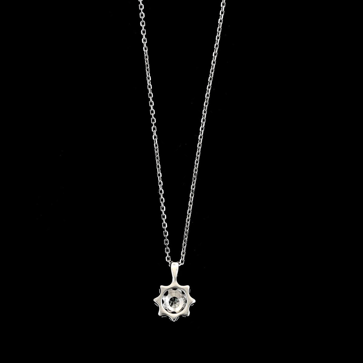 14K White Gold Estate Sapphire and Diamond Pendant Necklace