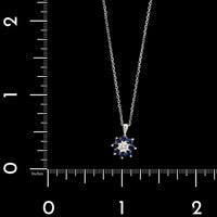 14K White Gold Estate Sapphire and Diamond Pendant Necklace