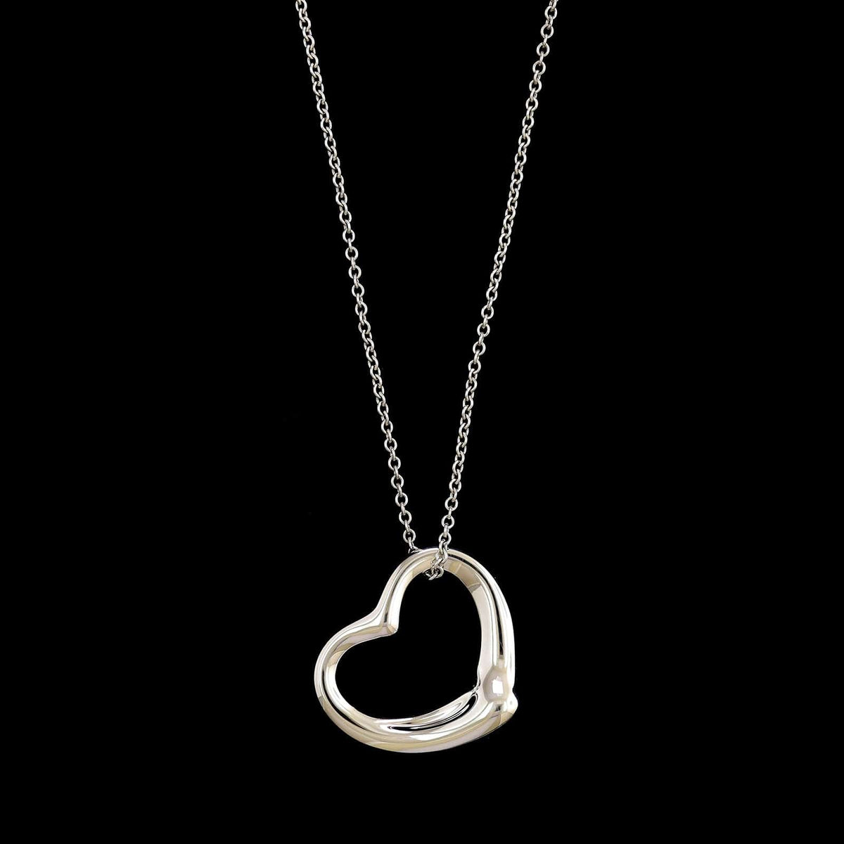 Tiffany & Co. Sterling Silver Estate Elsa Peretti Open Heart Necklace