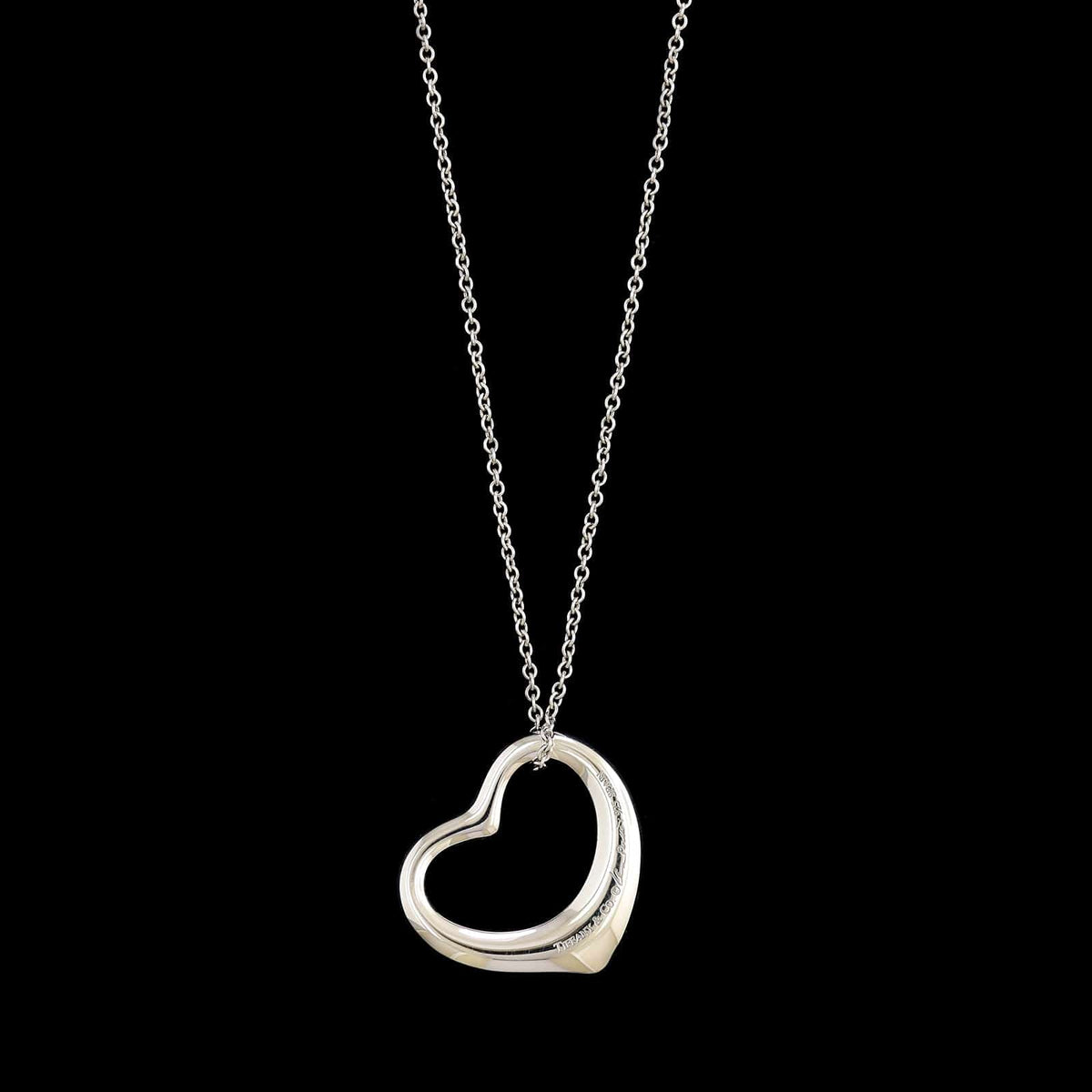 Tiffany & Co. Sterling Silver Estate Elsa Peretti Open Heart Necklace