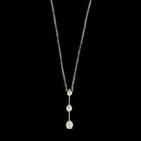 14K White Gold Estate Three Stone Diamond Pendant Necklace