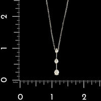 14K White Gold Estate Three Stone Diamond Pendant Necklace