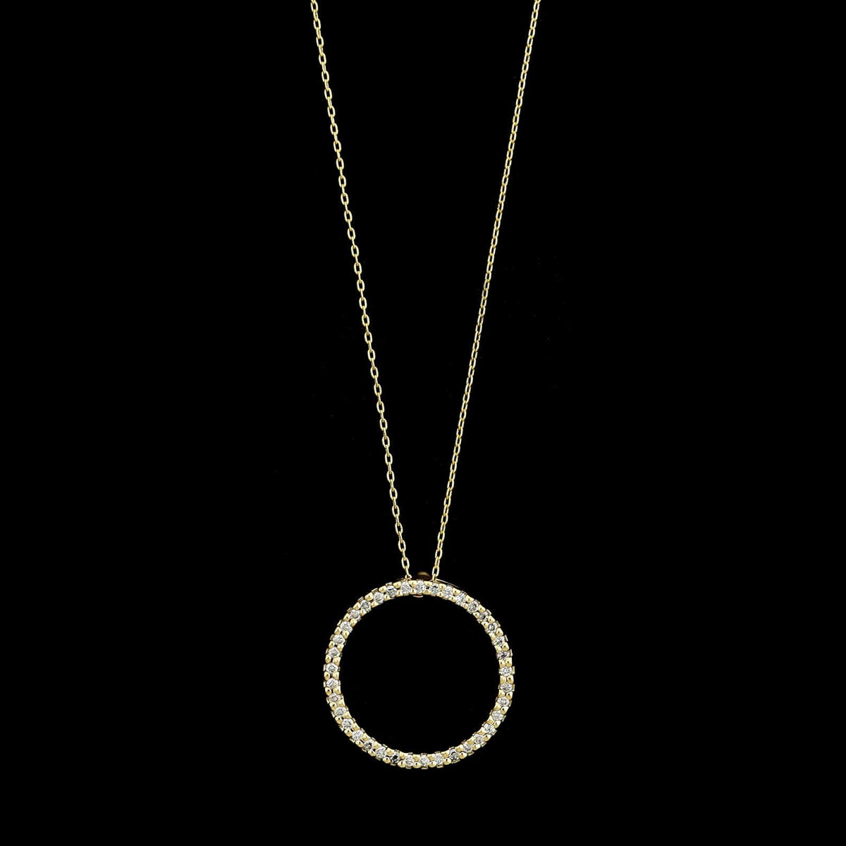 Roberto Coin 18K Yellow Gold Estate Diamond Pave Circle Necklace
