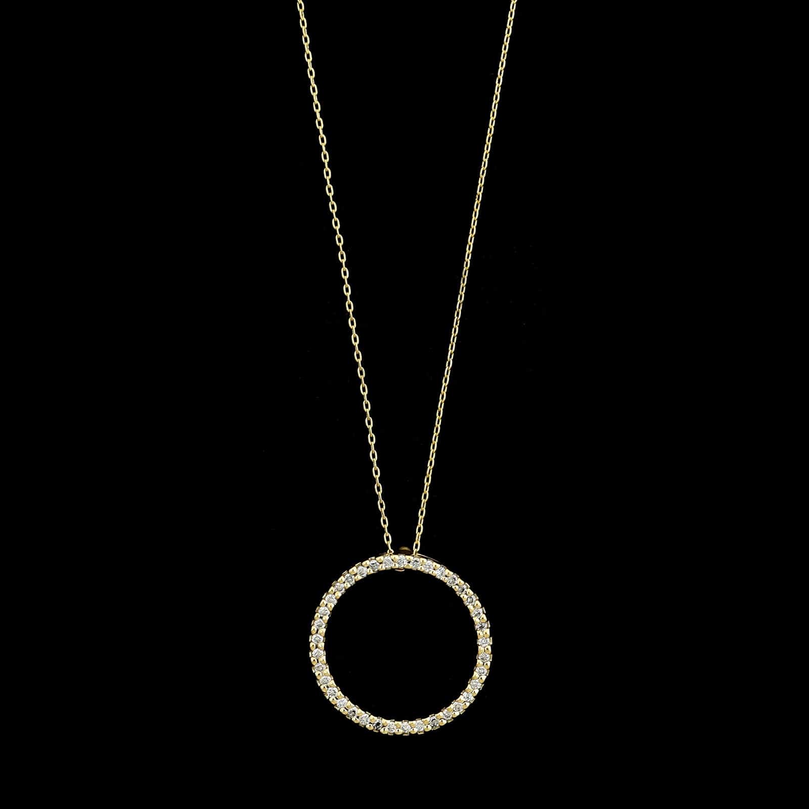 Roberto Coin 18K Yellow Gold Estate Diamond Pave Circle Necklace