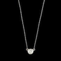 14K White Gold Diamond Solitaire Pendant Necklace