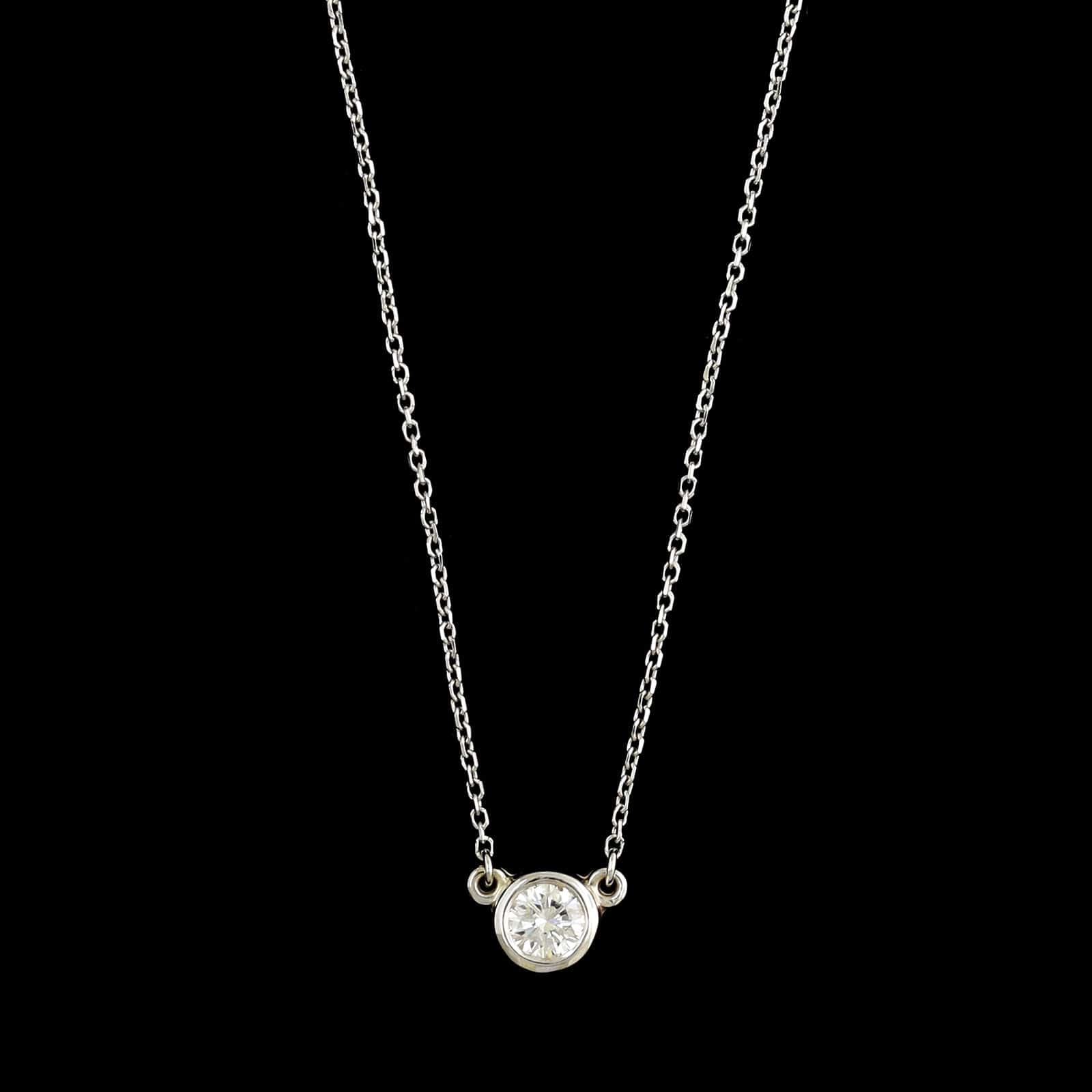 14K White Gold Diamond Solitaire Pendant Necklace