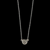 14K White Gold Diamond Solitaire Pendant Necklace