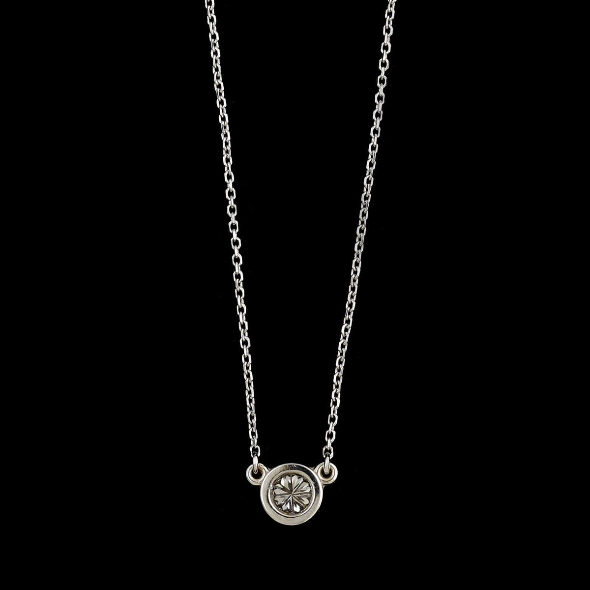 14K White Gold Diamond Solitaire Pendant Necklace