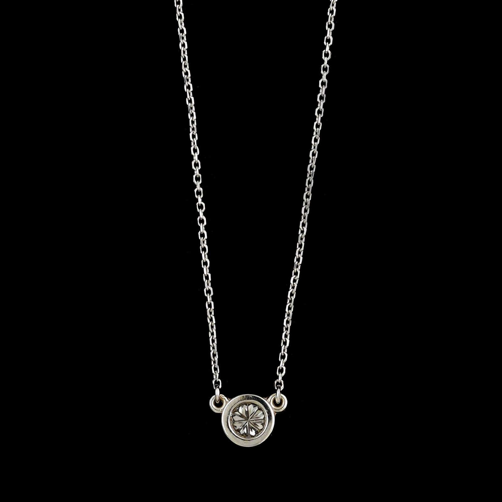 14K White Gold Diamond Solitaire Pendant Necklace