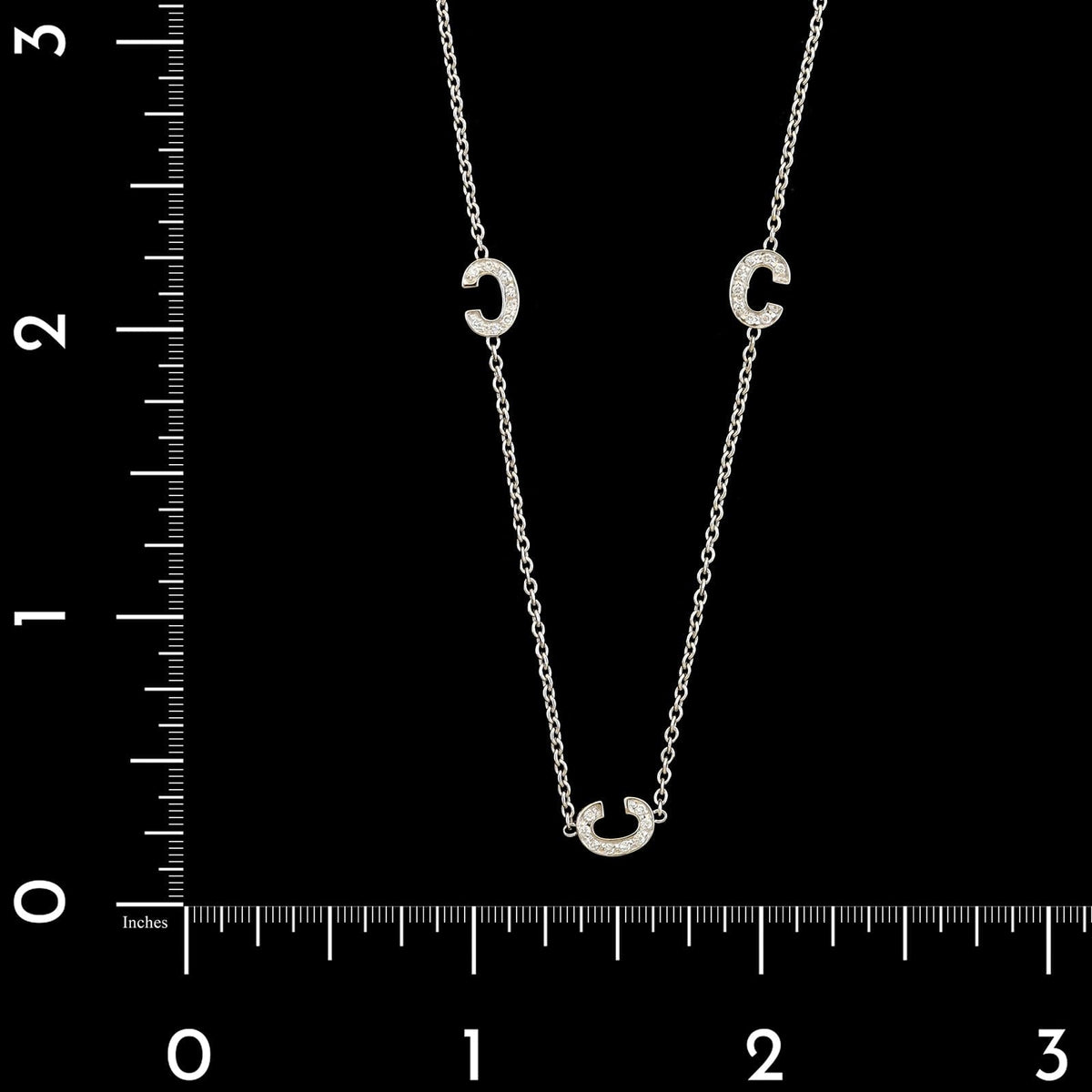 Roberto Coin 18K White Gold Estate Initial "C" Diamond Station Necklace