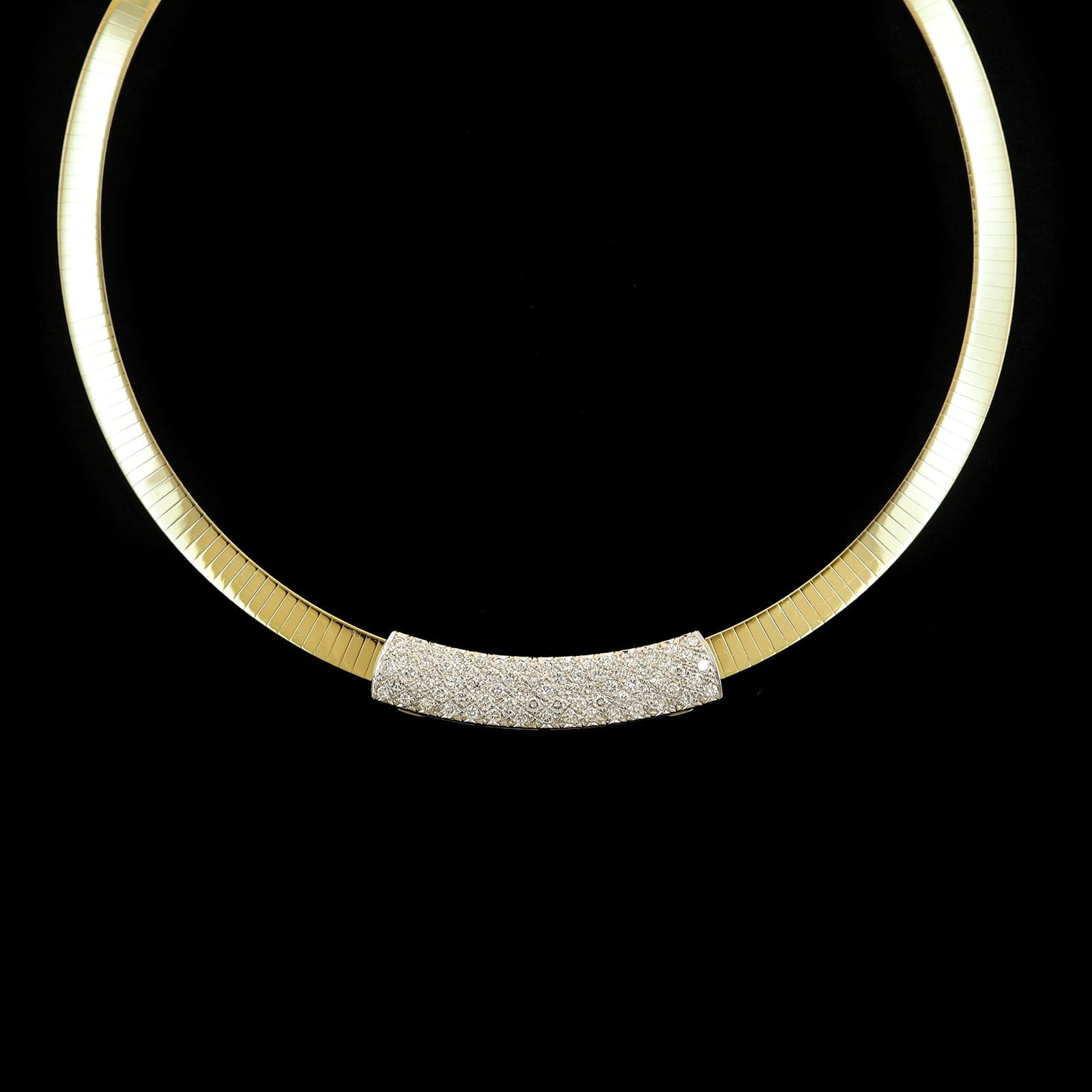 14K Two-tone Gold Estate Diamond Omega Necklace