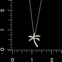 18K White Gold Estate Diamond Palm Tree Pendant Necklace