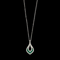 14K White Gold Estate Emerald and Diamond Pendant
