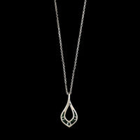 14K White Gold Estate Emerald and Diamond Pendant