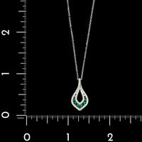 14K White Gold Estate Emerald and Diamond Pendant